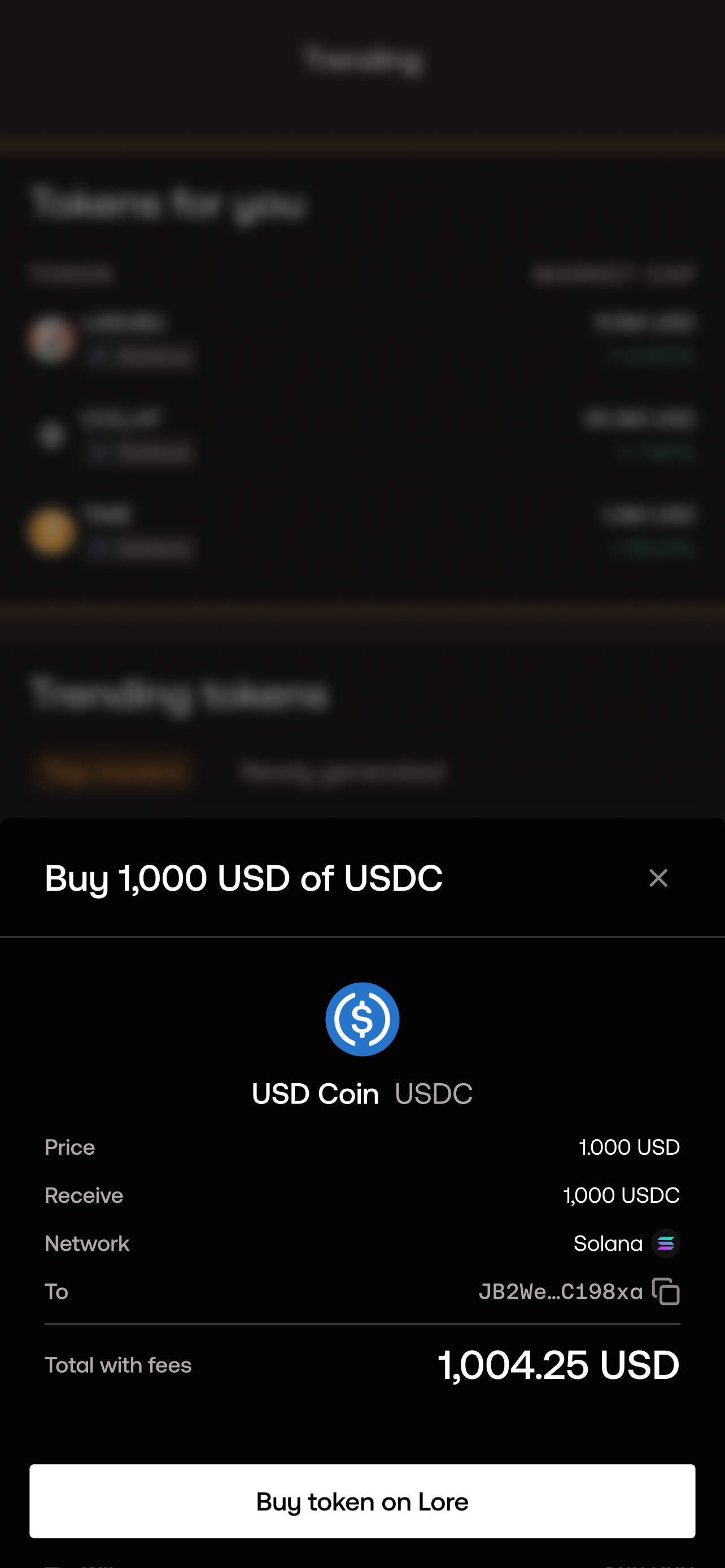 Buy Trends on Solana - Farcaster Mini Apps screenshot